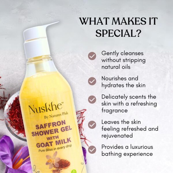 Nuskhe Shower Gel With Saffron And Goat Milk - 200ML - Image 3