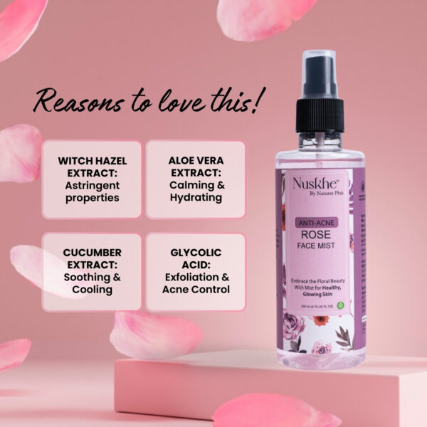 Nuskhe Anti Acne Rose Mist With Witch Hazel Extract - 200 ML - Image 3